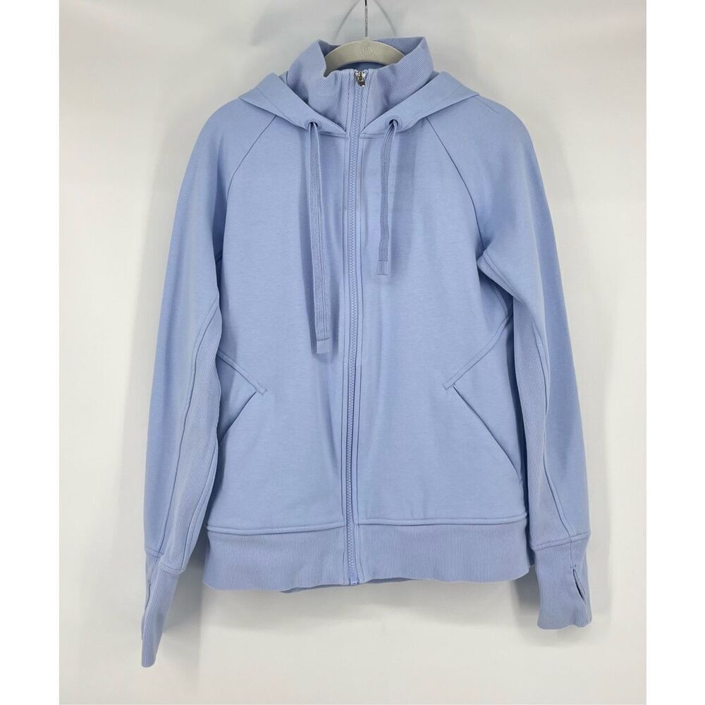 Athleta Triumph Hoodie Full Zip Light Blue Organic Cotton Size Medium w Pockets